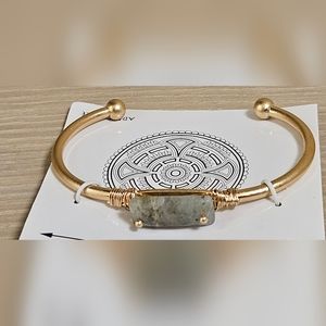 ZORBITZ Ancient Labradorite Warrier Bangle Matte Gold Bracelet For Strength New